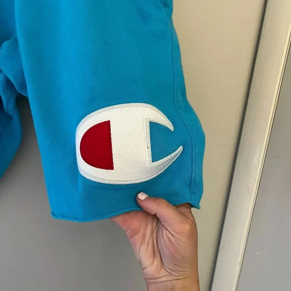 Champion Reverse Weave Mens Blue Shorts S Back Pocket C Logo Graphic Pull On